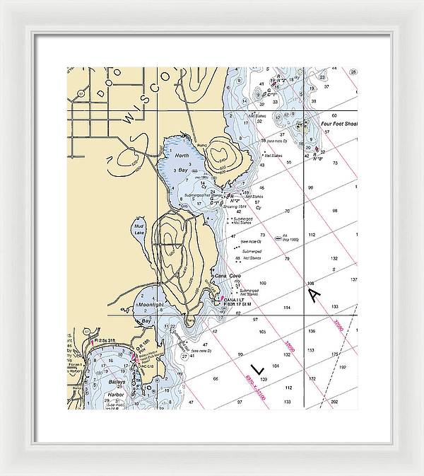 North Bay-lake Michigan Nautical Chart - Framed Print