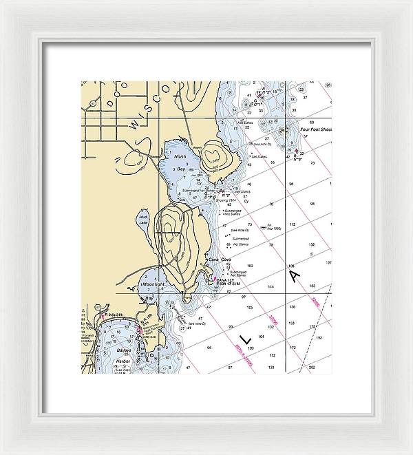 North Bay-lake Michigan Nautical Chart - Framed Print