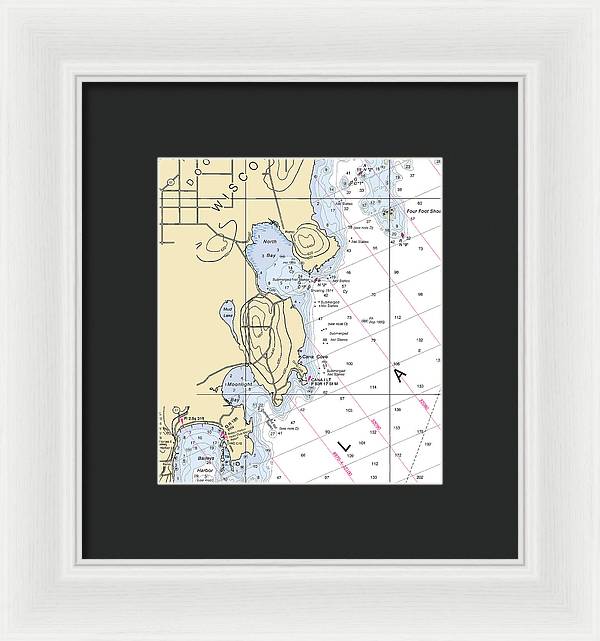 North Bay-lake Michigan Nautical Chart - Framed Print