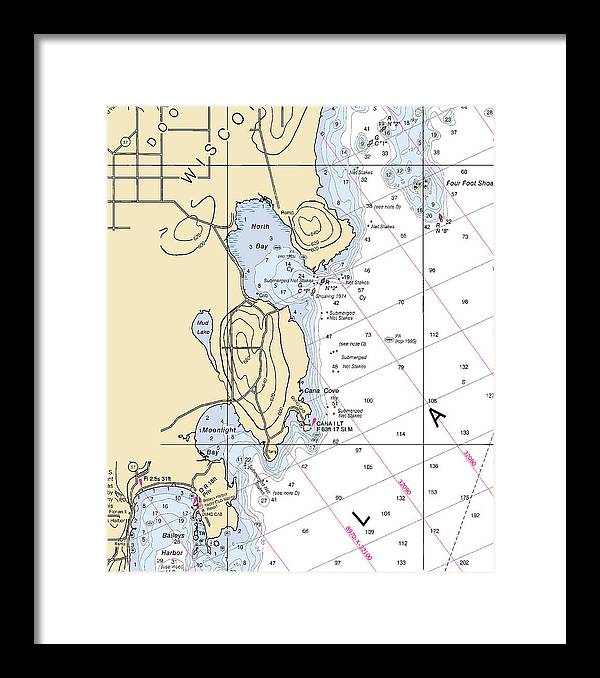 North Bay-lake Michigan Nautical Chart - Framed Print