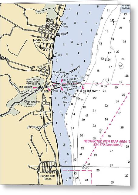 North Beach-maryland Nautical Chart - Greeting Card