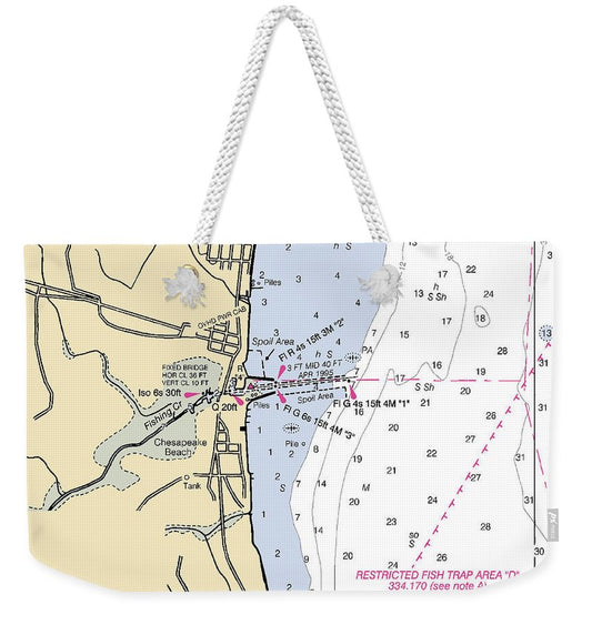 North Beach-maryland Nautical Chart - Weekender Tote Bag