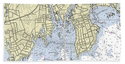 Norwalk Connecticut Nautical Chart Bath Towel