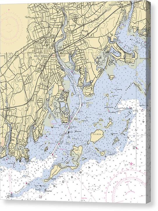 Norwalk -Connecticut Nautical Chart _V2 Canvas Print