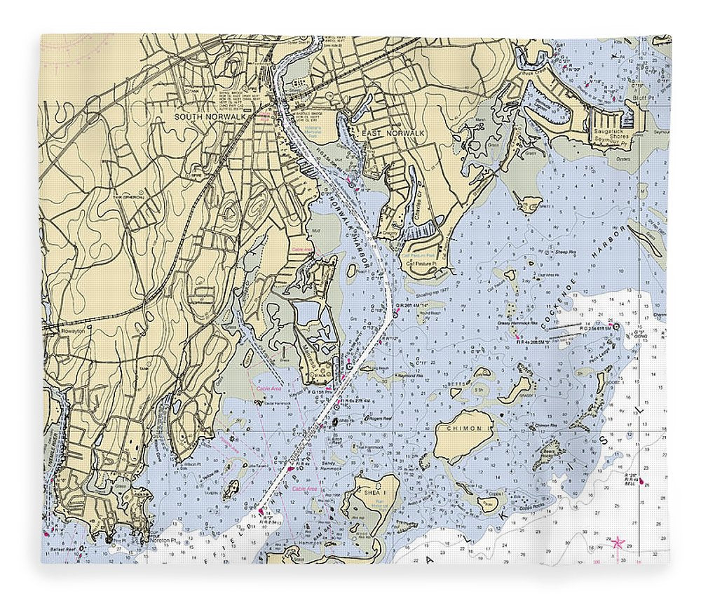 Norwalk  Connecticut Nautical Chart _V2 Blanket