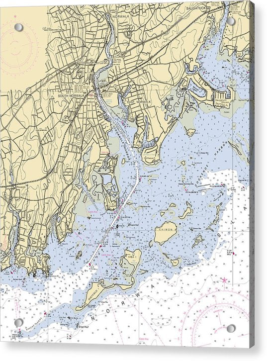 Norwalk -connecticut Nautical Chart _v2 - Acrylic Print