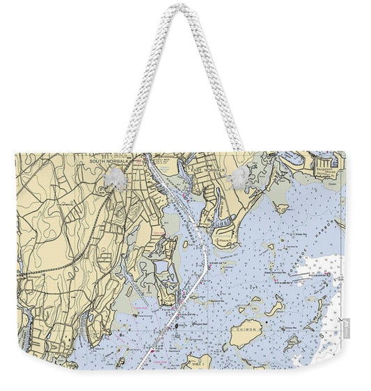 Norwalk -connecticut Nautical Chart _v2 - Weekender Tote Bag