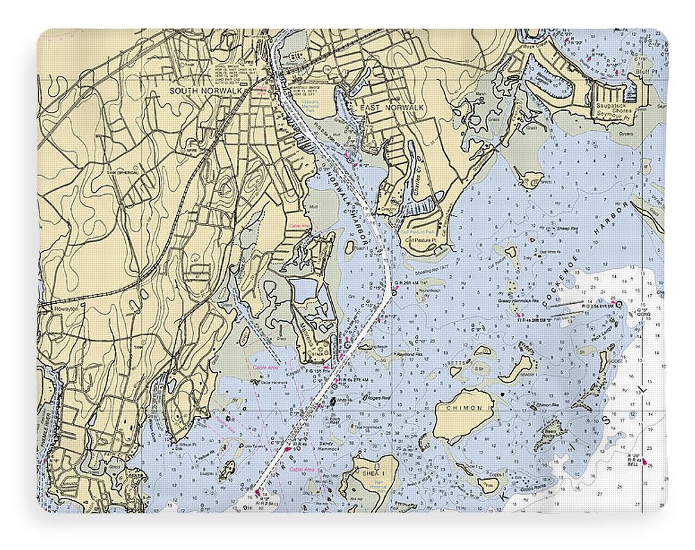 Norwalk -connecticut Nautical Chart _v2 - Blanket