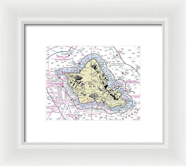 Oahu Hawaii Nautical Chart - Framed Print