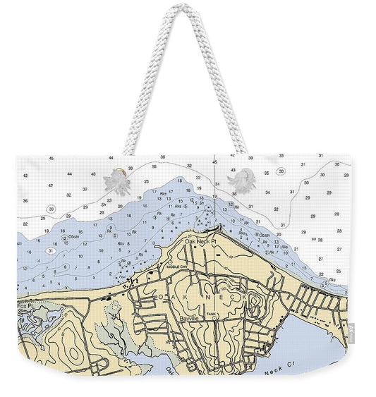 Oak Neck-new York Nautical Chart - Weekender Tote Bag