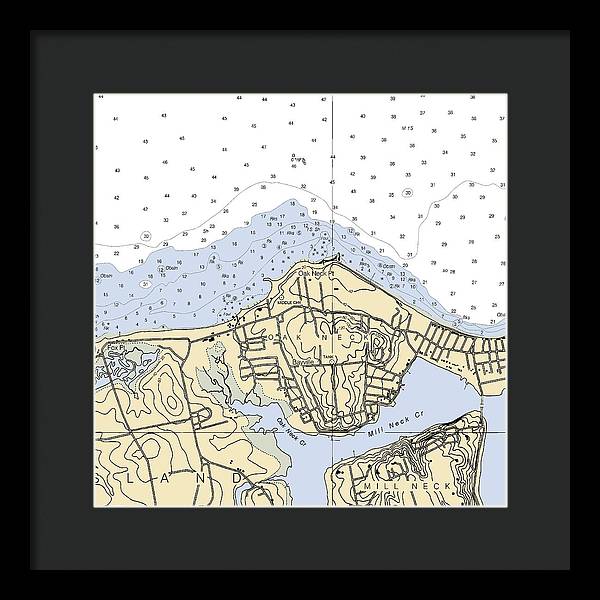 Oak Neck-new York Nautical Chart - Framed Print