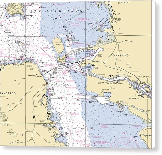 Oakland -california Nautical Chart _v6 - Canvas Print