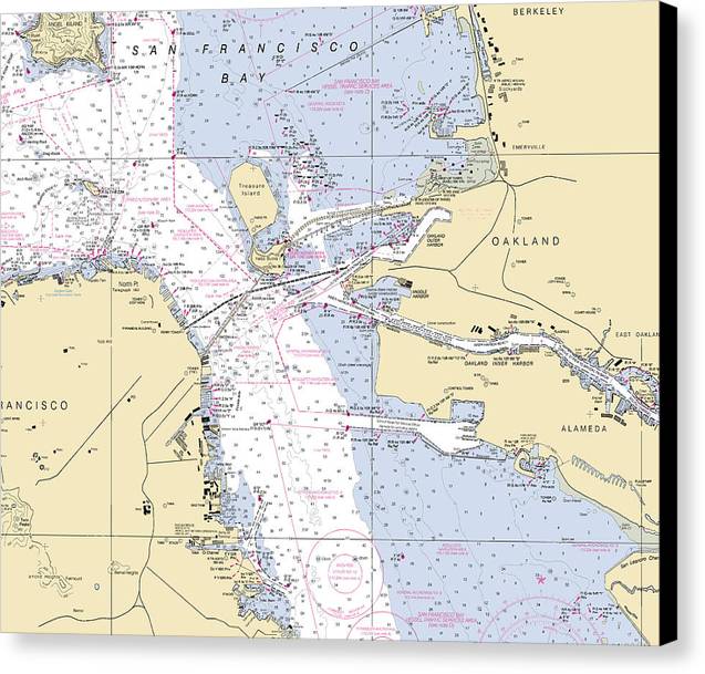 Oakland -california Nautical Chart _v6 - Canvas Print