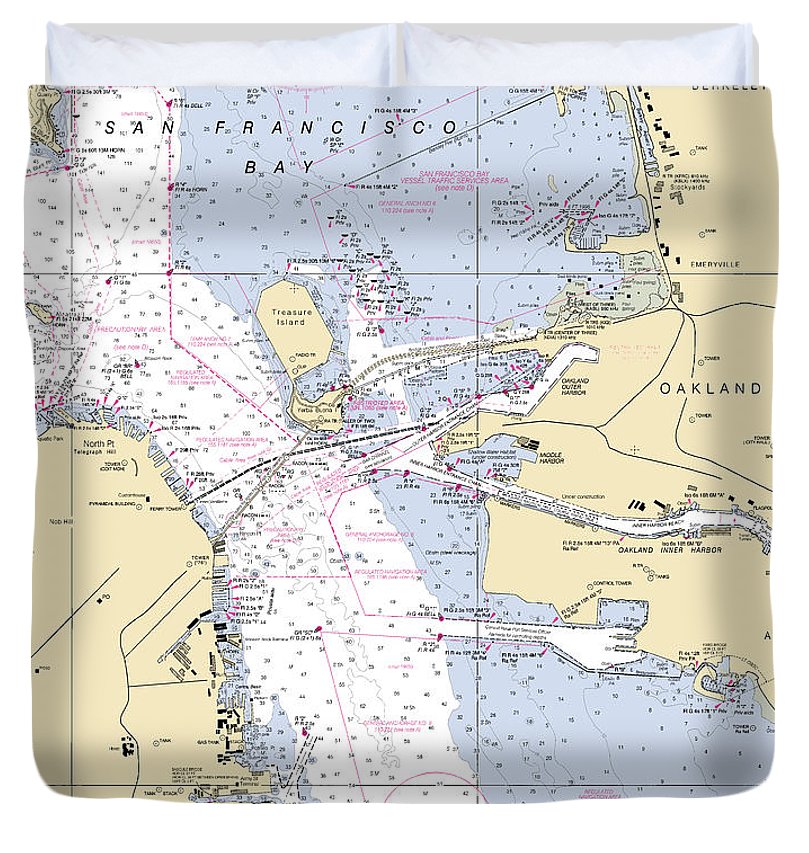 Oakland  California Nautical Chart _V6 Duvet Cover