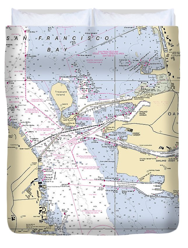 Oakland -california Nautical Chart _v6 - Duvet Cover