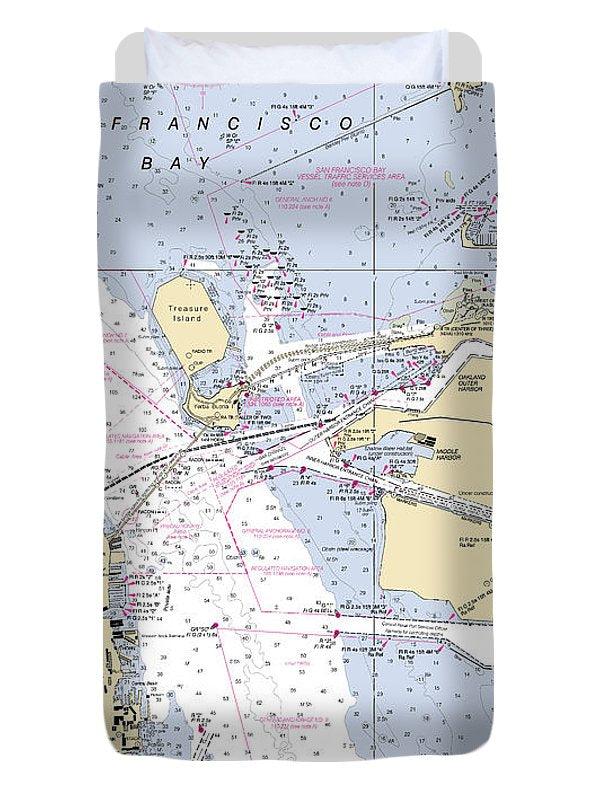 Oakland -california Nautical Chart _v6 - Duvet Cover