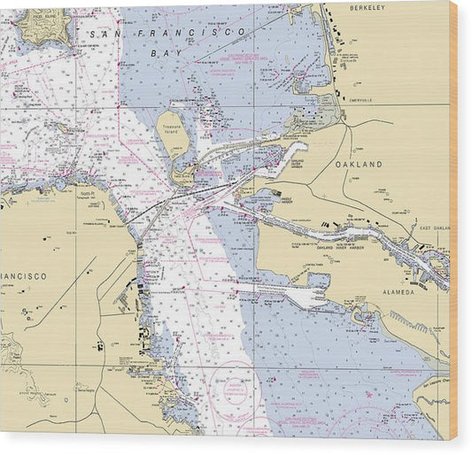 Oakland -California Nautical Chart _V6 Wood Print