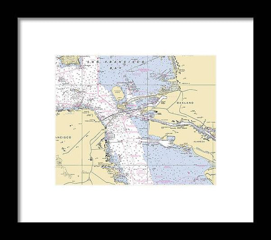 Oakland -california Nautical Chart _v6 - Framed Print