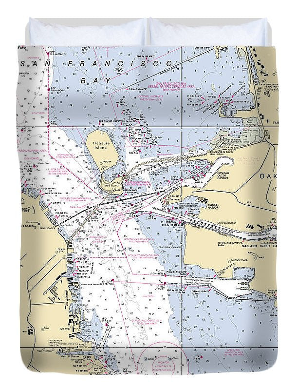 Oakland -california Nautical Chart _v6 - Duvet Cover