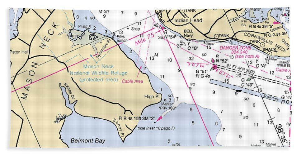Occoquon Bay -virginia Nautical Chart _v2 - Beach Towel
