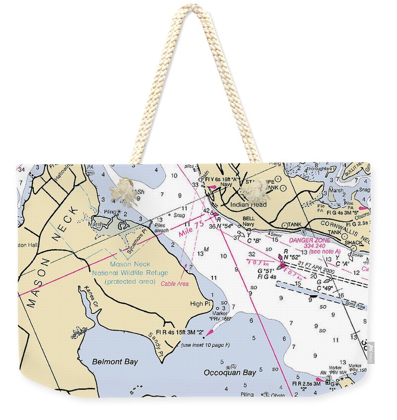 Occoquon Bay -virginia Nautical Chart _v2 - Weekender Tote Bag