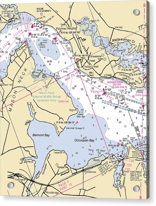 Occoquon Bay -virginia Nautical Chart _v2 - Acrylic Print