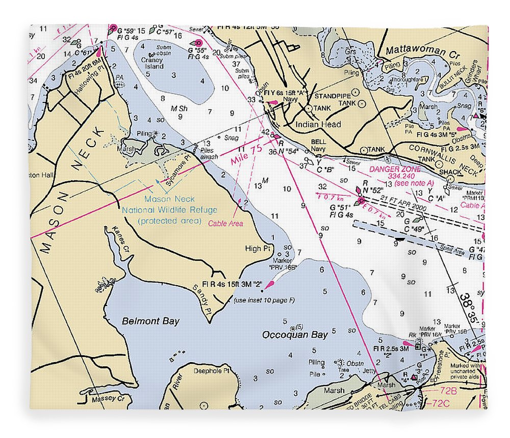Occoquon Bay  Virginia Nautical Chart _V2 Blanket