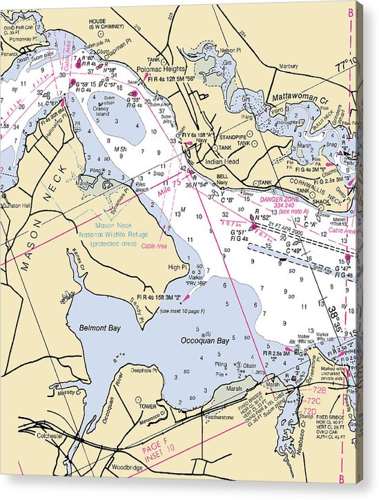 Occoquon Bay -Virginia Nautical Chart _V2  Acrylic Print