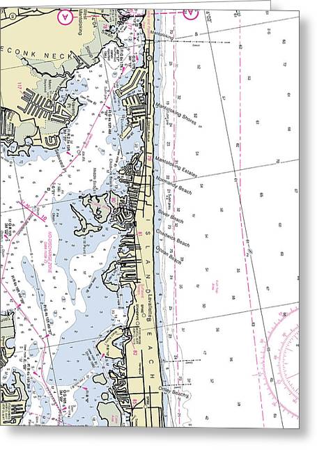 Ocean Beach New Jersey Nautical Chart - Greeting Card