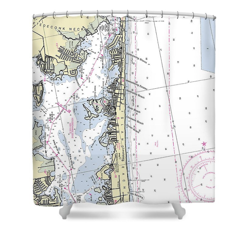 Ocean Beach New Jersey Nautical Chart Shower Curtain