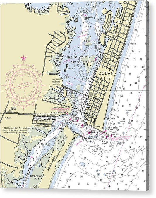 Ocean City Inlet Maryland Nautical Chart  Acrylic Print
