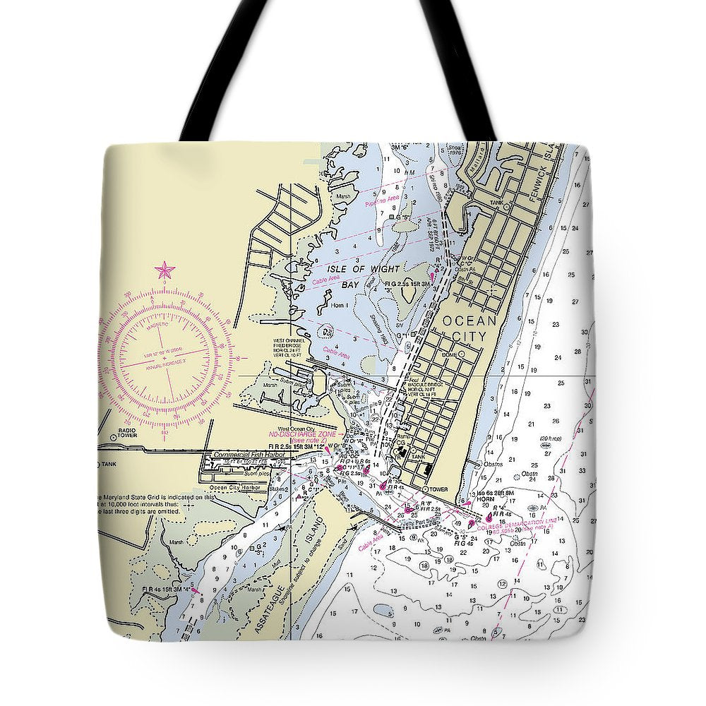 Ocean City Inlet Maryland Nautical Chart - Tote Bag