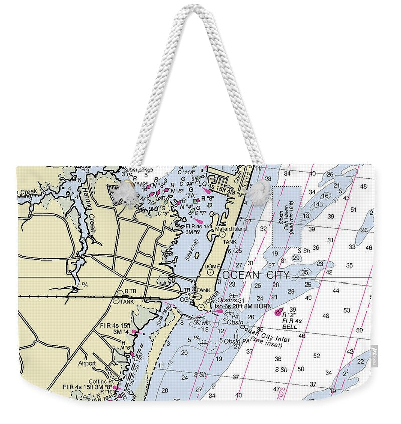 Ocean City Maryland Nautical Chart - Weekender Tote Bag