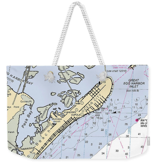 Ocean City-new Jersey Nautical Chart - Weekender Tote Bag