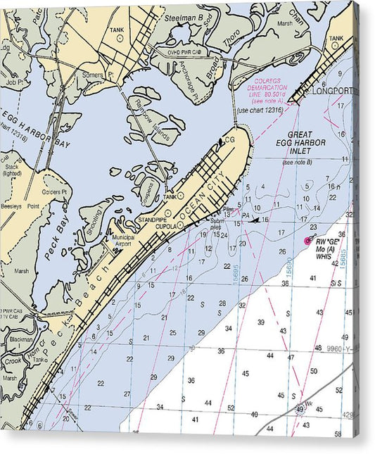 Ocean City-New Jersey Nautical Chart  Acrylic Print