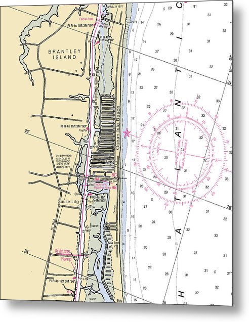 A beuatiful Metal Print of the Ocean Isle Beach-North Carolina Nautical Chart - Metal Print by SeaKoast.  100% Guarenteed!