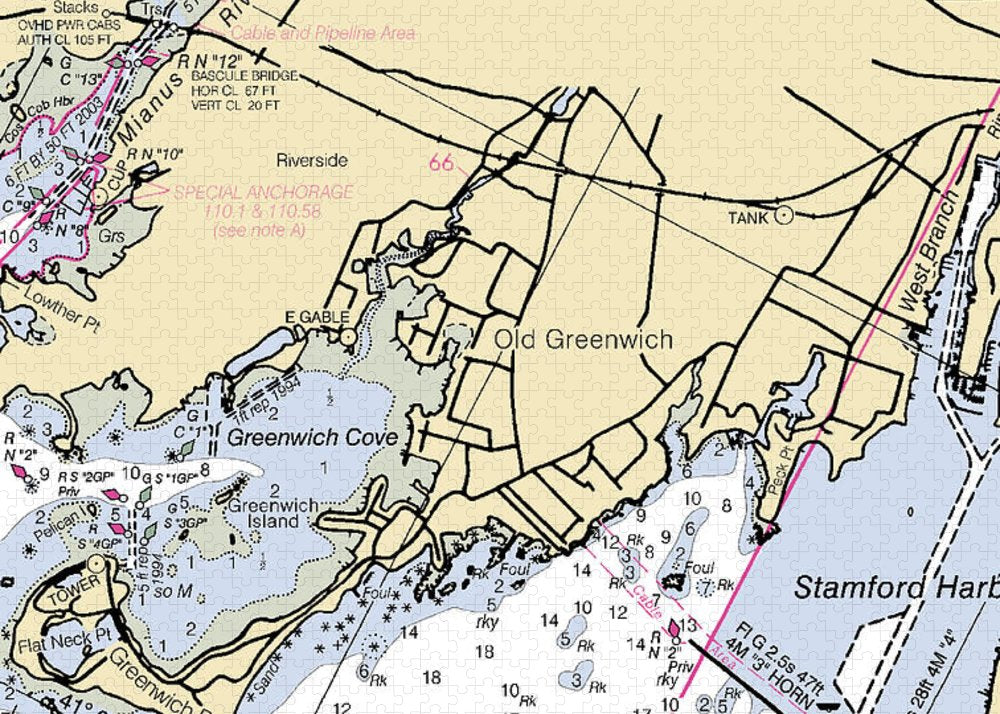 Old Greenwich-connecticut Nautical Chart - Puzzle