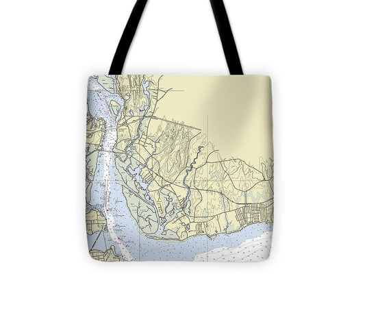 Old Lyme Connecticut Nautical Chart Tote Bag