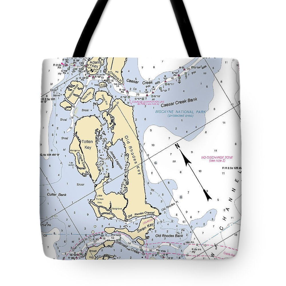 Old Rhodes Key -florida Nautical Chart _v2 - Tote Bag