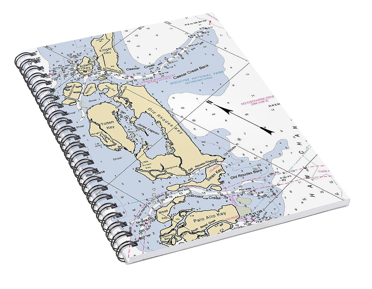 Old Rhodes Key -florida Nautical Chart _v2 - Spiral Notebook