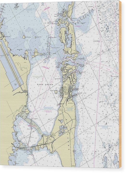 Old Rhodes Key Largo Florida Nautical Chart Wood Print