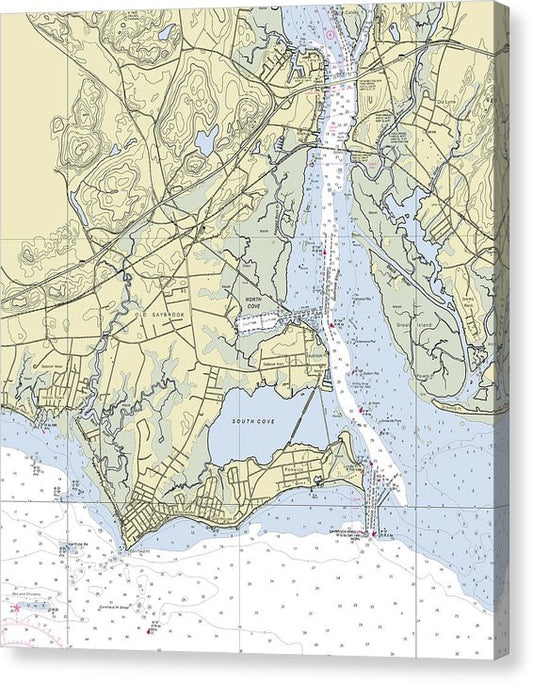 Old Saybrook Connecticut Nautical Chart Canvas Print