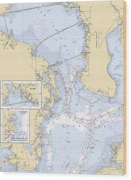 Old-Tampa-Bay -Florida Nautical Chart _V6 Wood Print