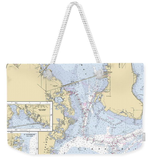 Old-tampa-bay -florida Nautical Chart _v6 - Weekender Tote Bag