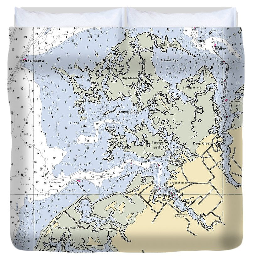 Onancock Creek Virginia Nautical Chart Duvet Cover