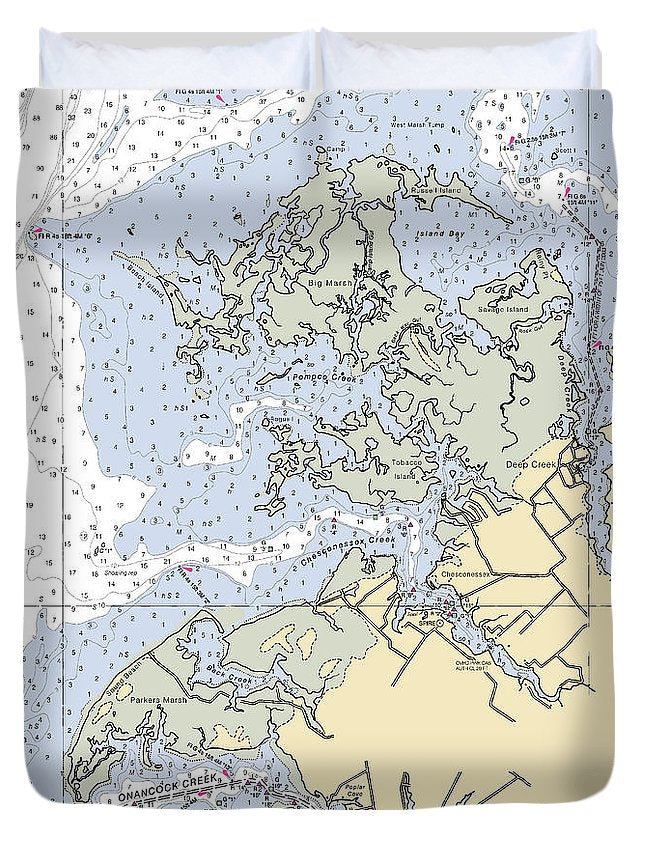 Onancock Creek-virginia Nautical Chart - Duvet Cover