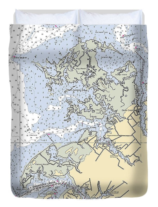 Onancock Creek-virginia Nautical Chart - Duvet Cover