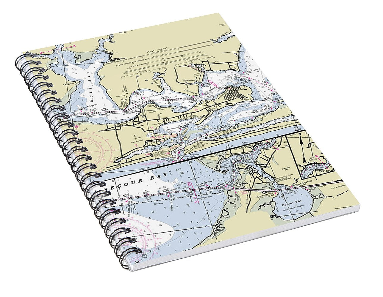 Orange Beach Alabama Nautical Chart - Spiral Notebook