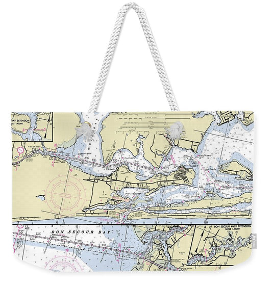 Orange Beach Alabama Nautical Chart - Weekender Tote Bag