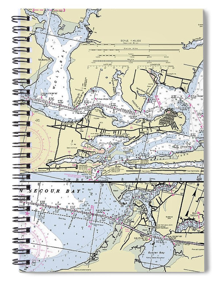 Orange Beach Alabama Nautical Chart Spiral Notebook